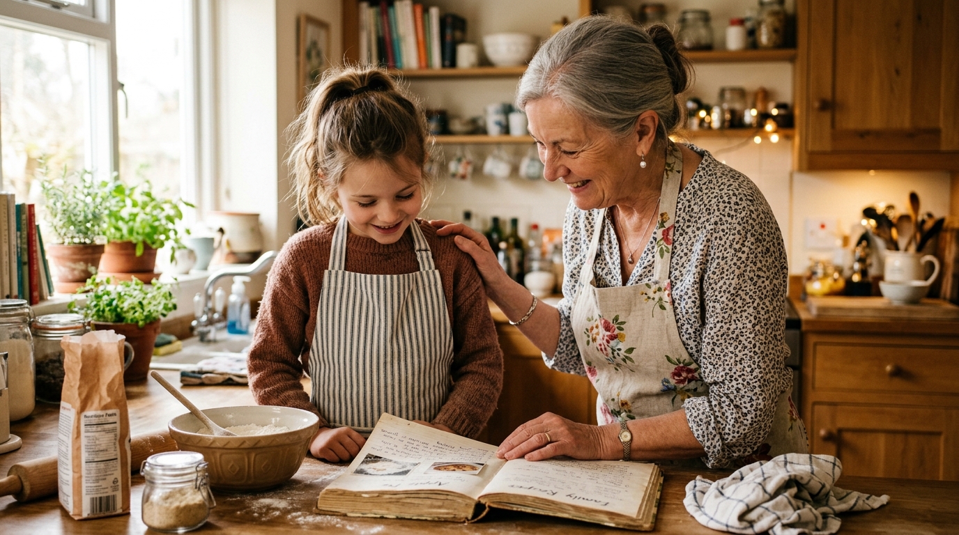 Family cooking together