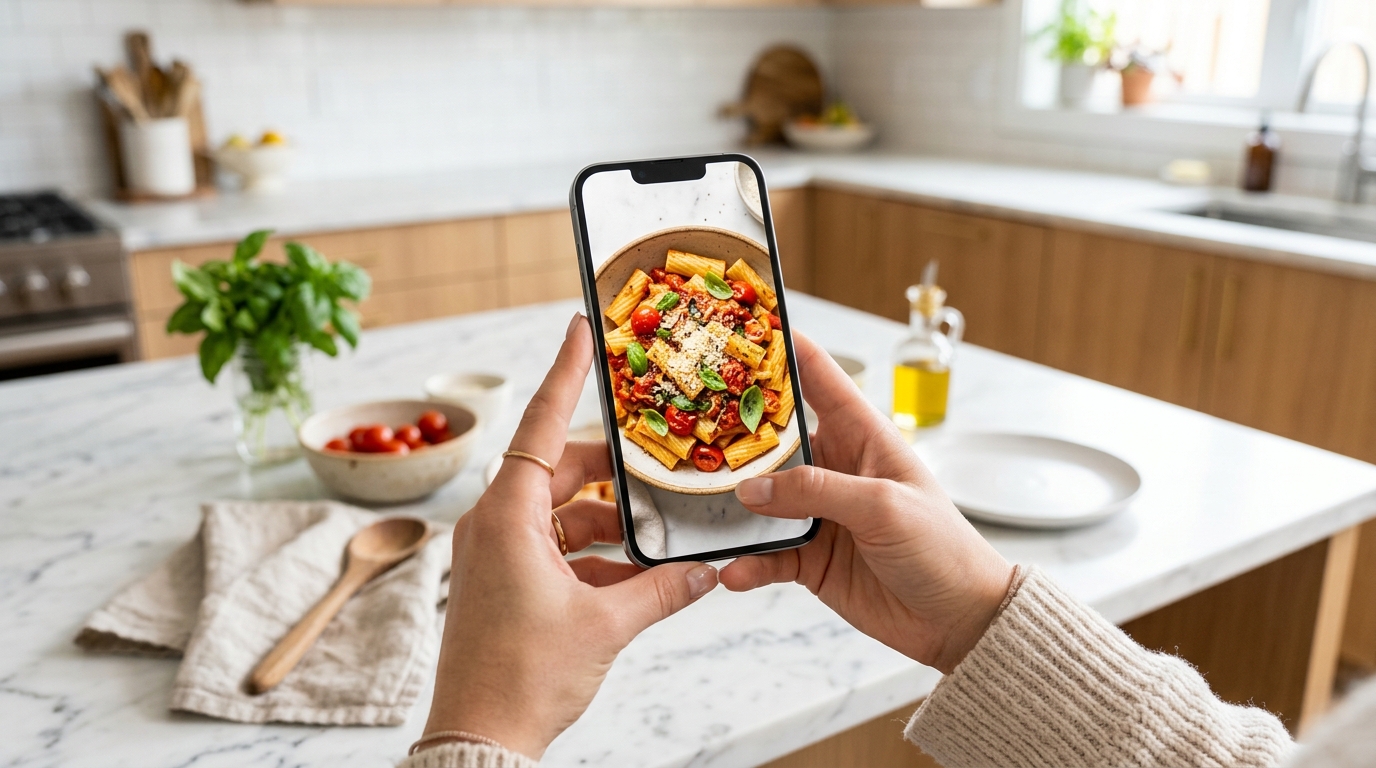 Modern recipe on smartphone