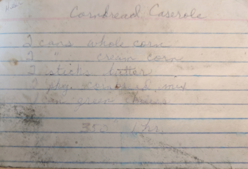 Original handwritten recipe card
